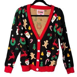 Tipsy Elves Ugly Christmas Sweater V-Neck Cardigan Unisex Size M Holiday Parties
